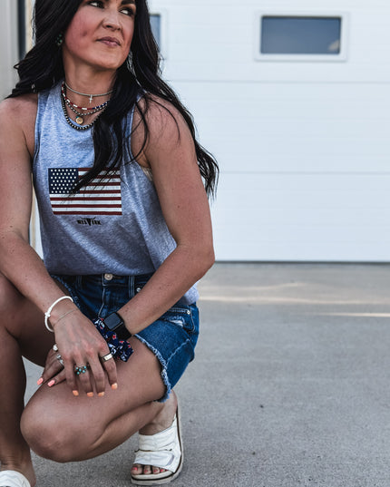 United States Flag Cropped Tank