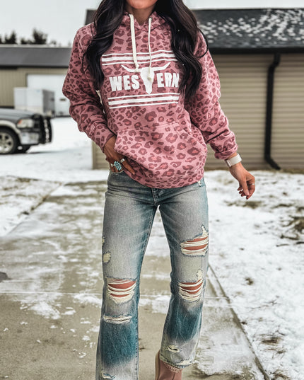 Brand Hoodie - Pink Leopard