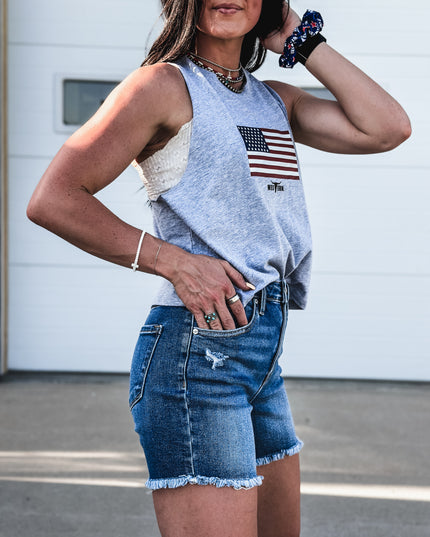 United States Flag Cropped Tank