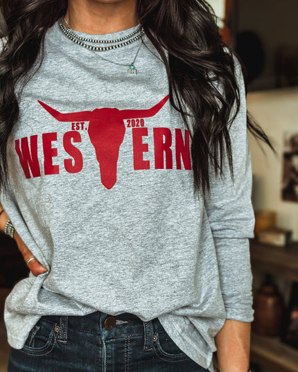 Brand Logo Jersey Longsleeve Heather Grey/Red