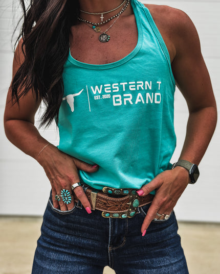 Western T Brand | Logo Racerback Tank - Teal