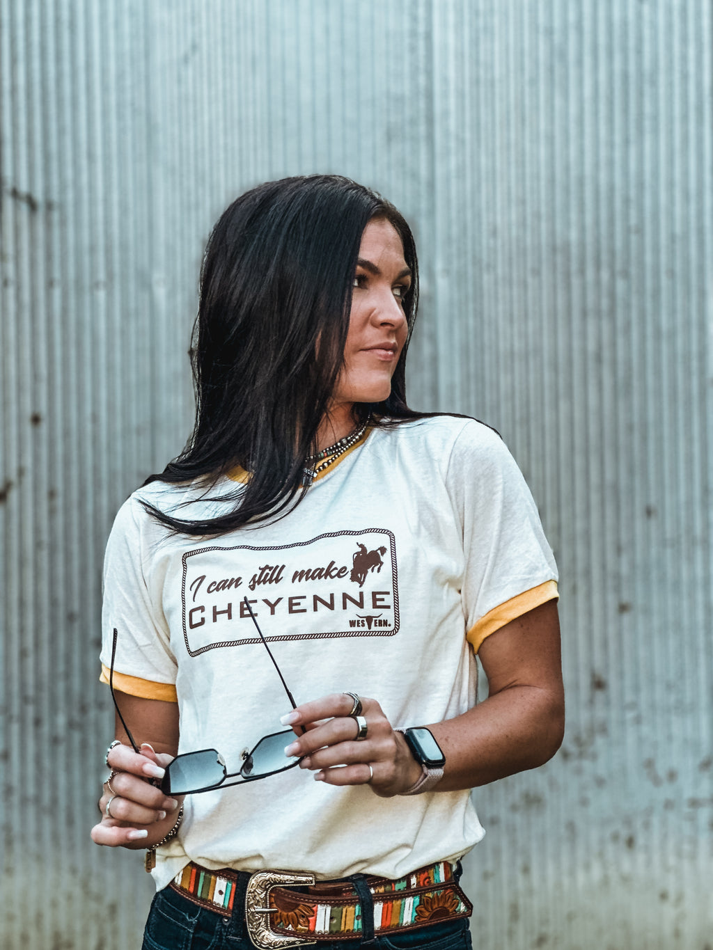 Cheyenne - Mustard Ringer Tee