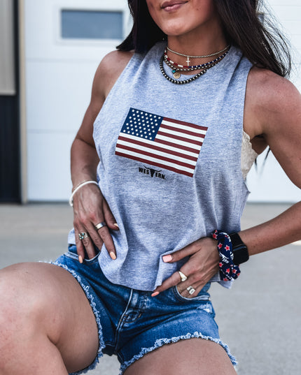United States Flag Cropped Tank
