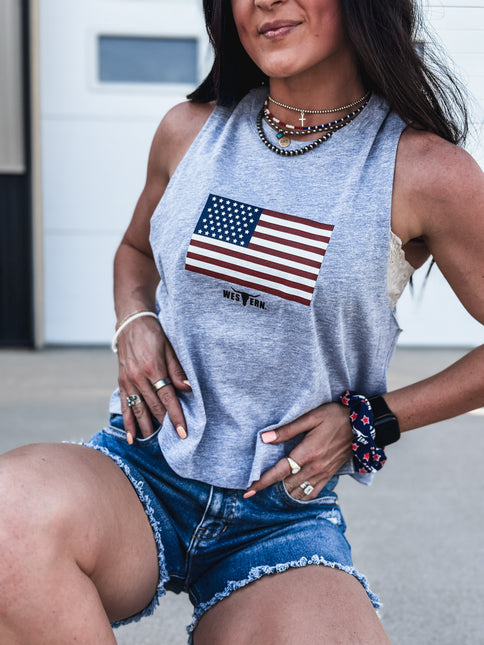 United States Flag Cropped Tank