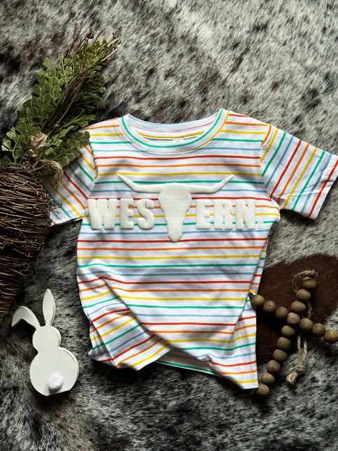 Brand White PUFF Logo Toddler - Sunny Stripes