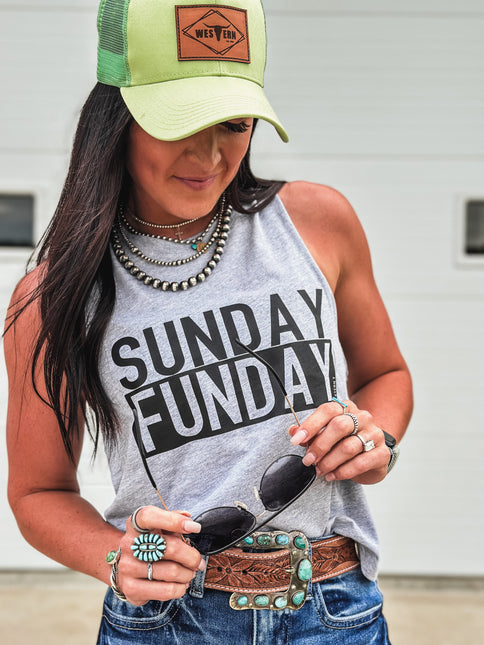 Sunday Funday Cropped Tank - Grey