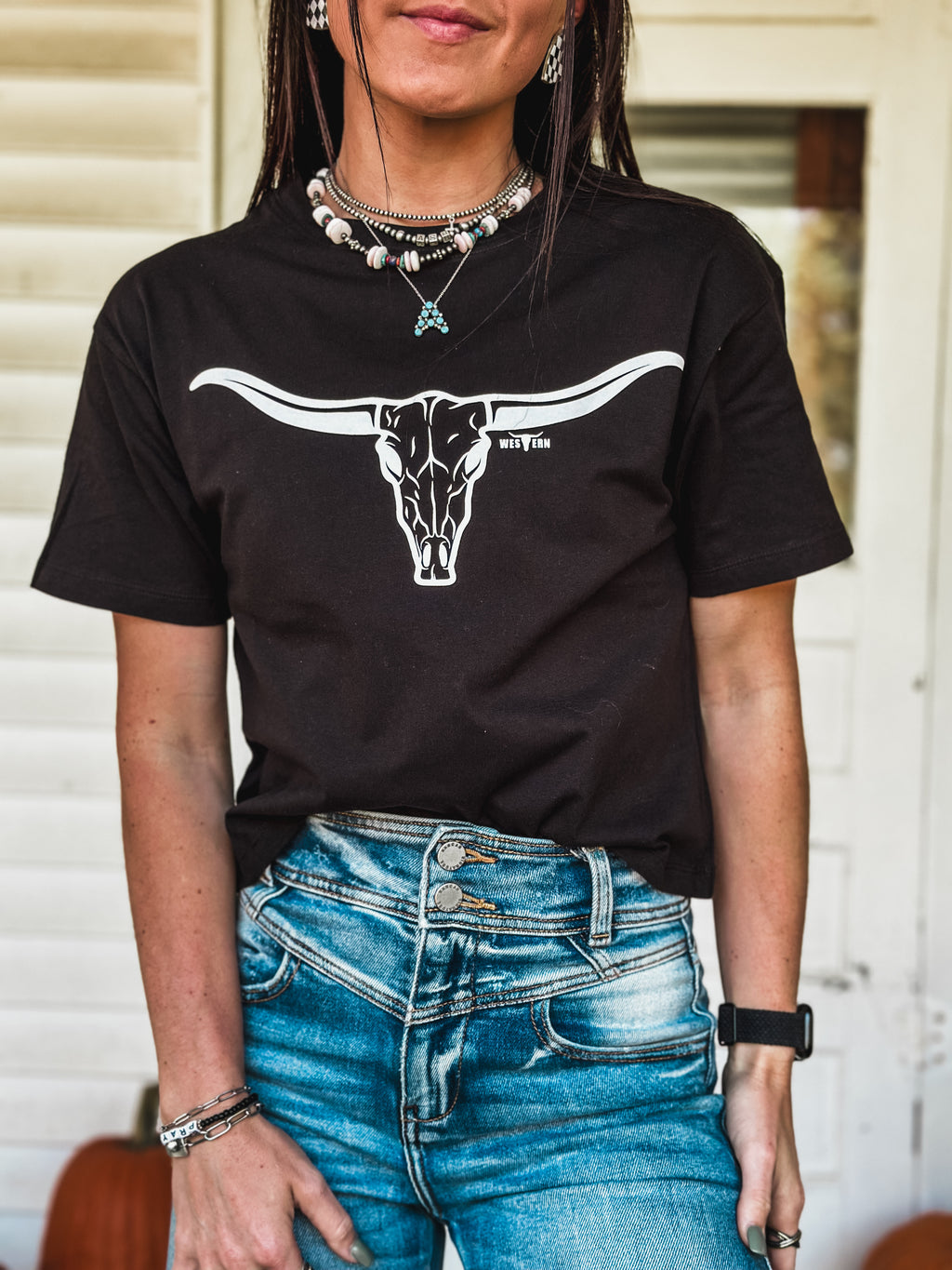 The Longhorn Crop T - Black