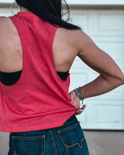 Land of the Free Cropped Tank - Red