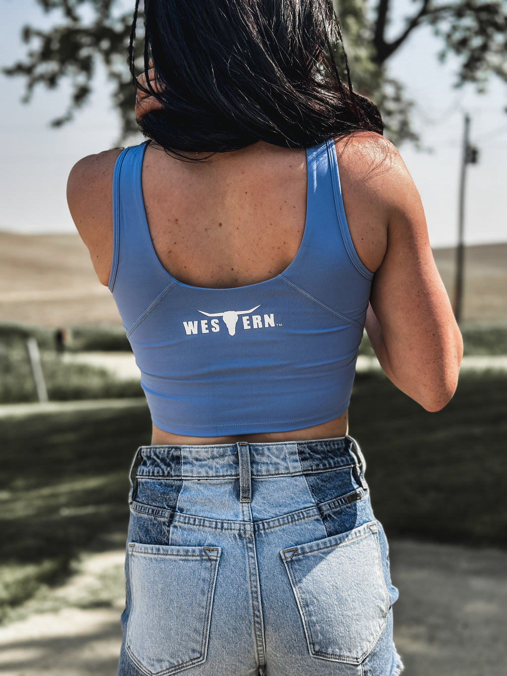 Brand All Day Cropped Tank - Sky Blue