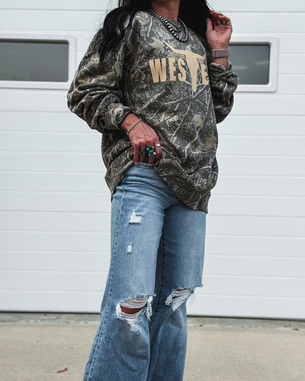 Deadwood Camo Crew - Cream Logo