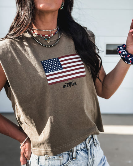 United States Flag - Cap Sleeve Tank