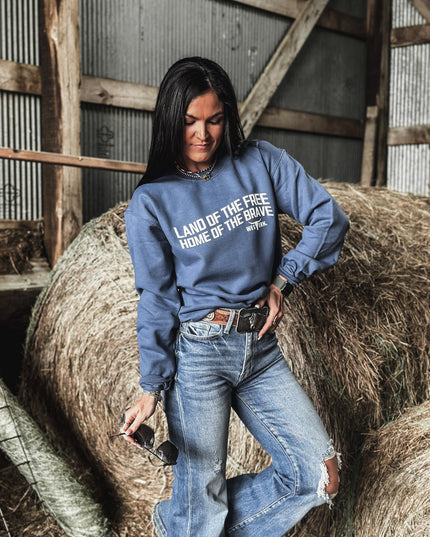 Land of the Free Crew - Denim Blue