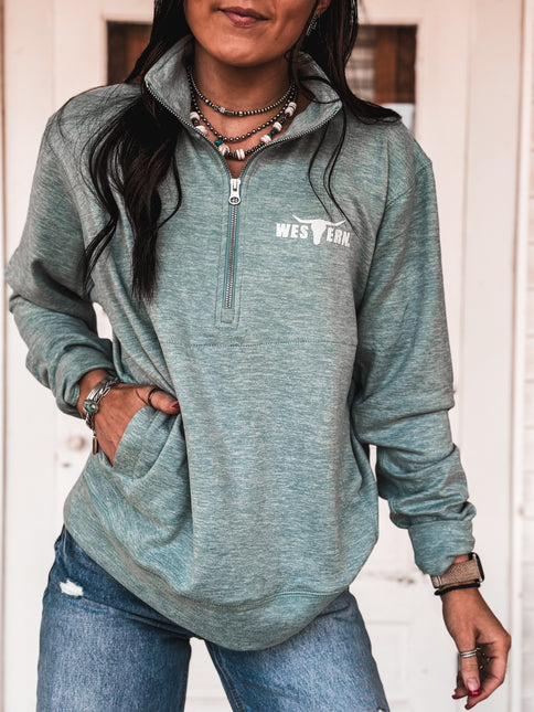 Brand In My Era 1/4 Zip - Electric Blue