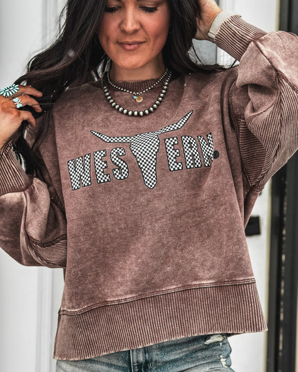 Brand Checker Logo Fleece Pullover - Mocha