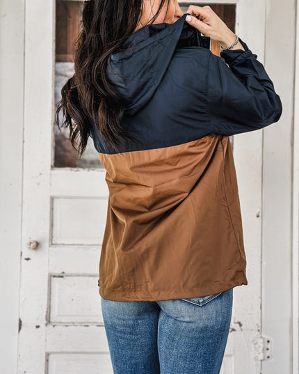 Brand Scuba Windbreaker Full Zip Jacket - Navy/Camel