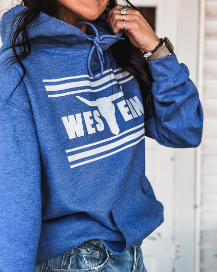 Brand Hoodie Heather Cobalt Blue