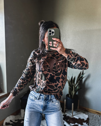 Brand Brown Logo Longsleeve - Duck Camo