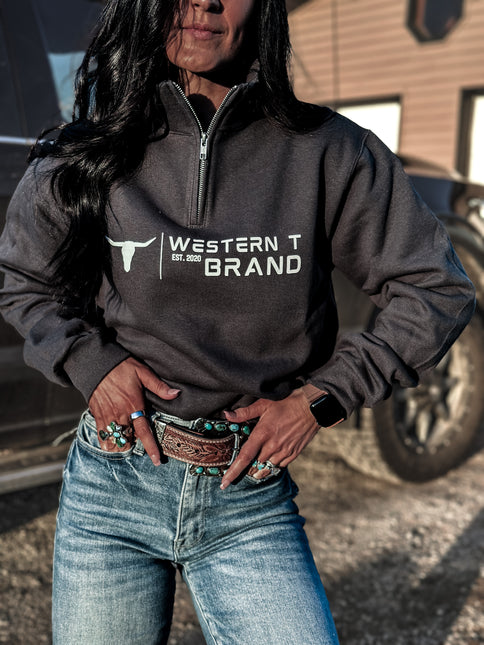 Western T Brand | Logo 1/4 Zip - Charcoal