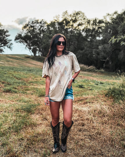 In My Boots - Tan Oversized Tee