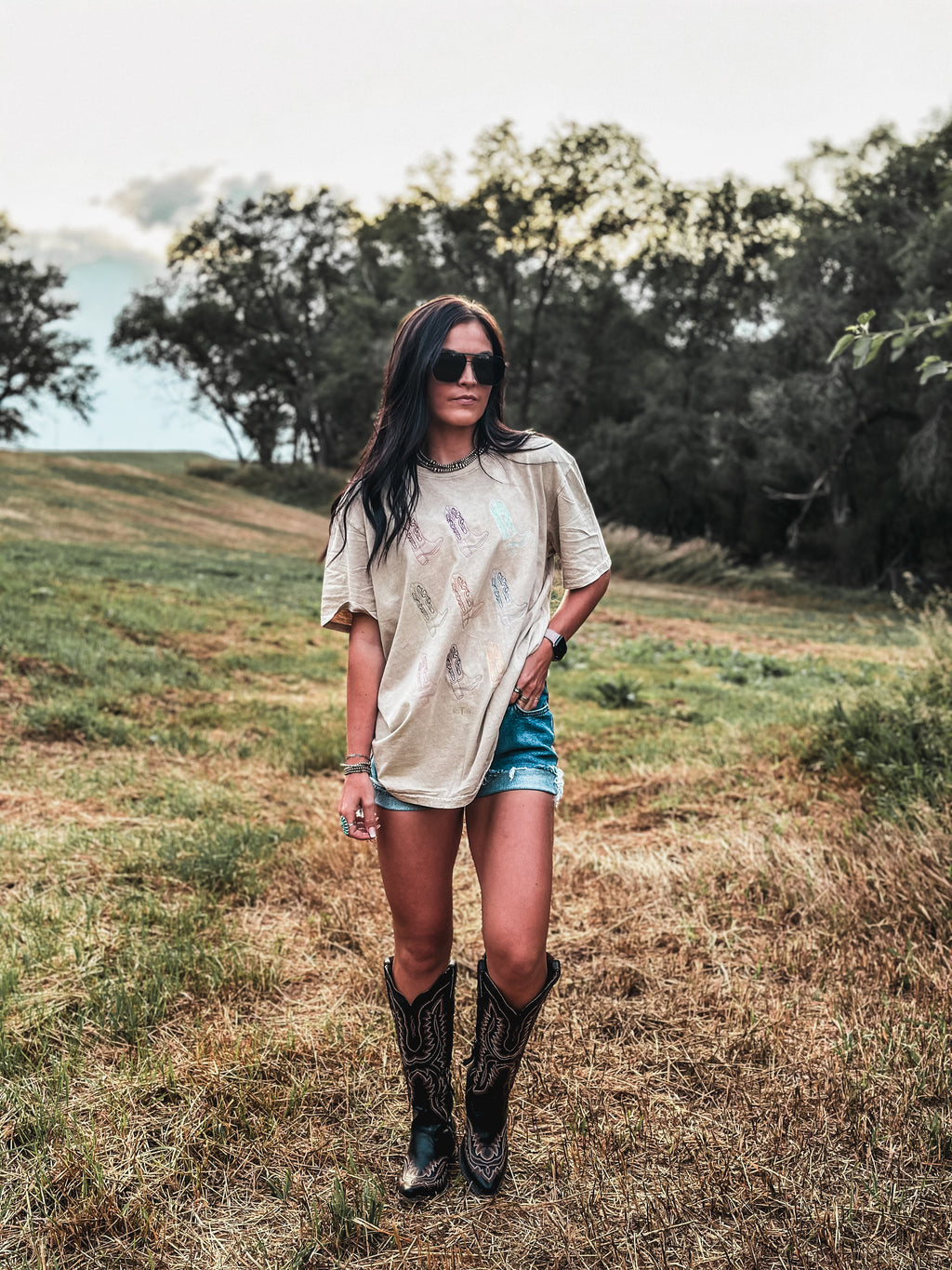 In My Boots - Tan Oversized Tee