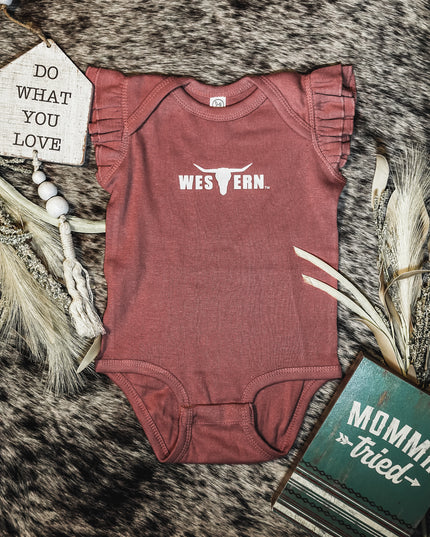 Brand Onesie Mauve Flutter Sleeve