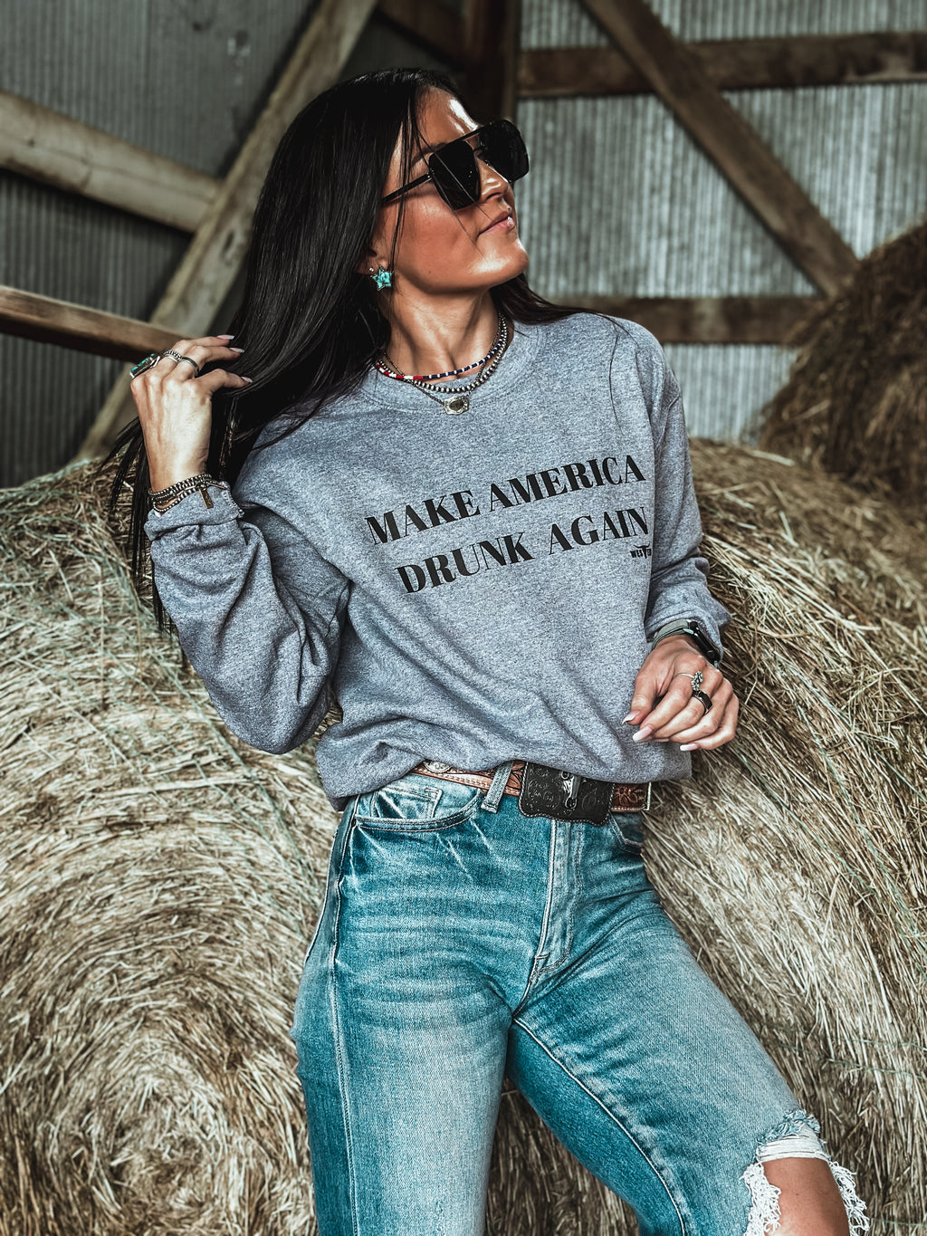 Make America Drunk Again Crew - Grey