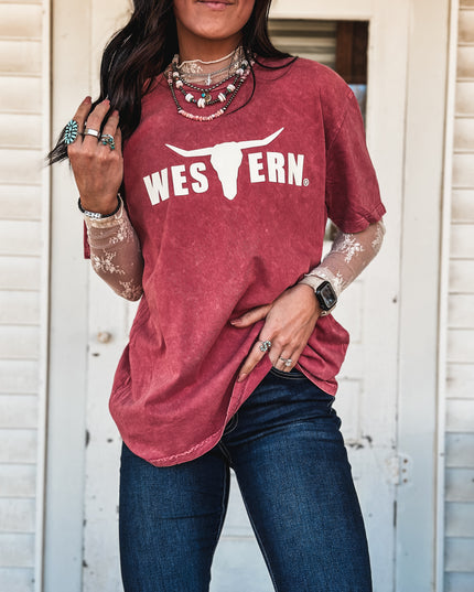 Brand Oversized T - Brick/Cream