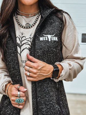 Brand Fleece Vest - Heather Black