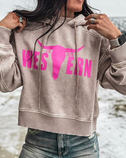 Brand Jersey Hoodie - Pink Logo / Ashy Smoke