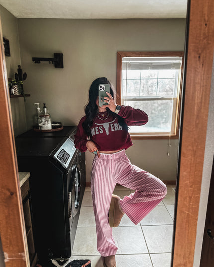 Brand Checker Logo Crew - Merlot