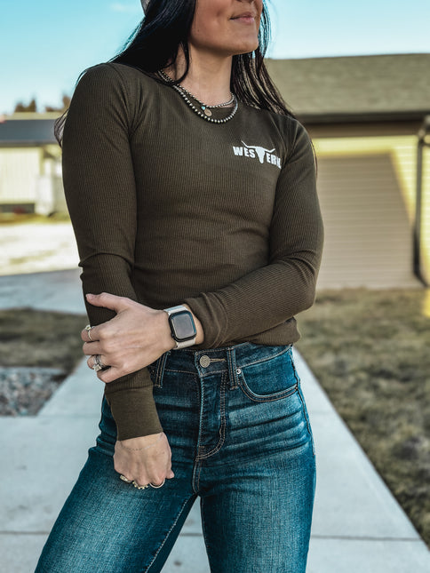 Brand Women's Knitted Thermal Longlseeve - Olive