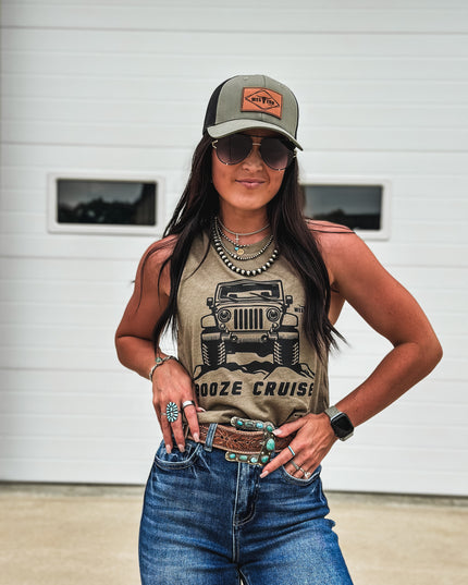 Booze Cruise Cropped Tank - Olive