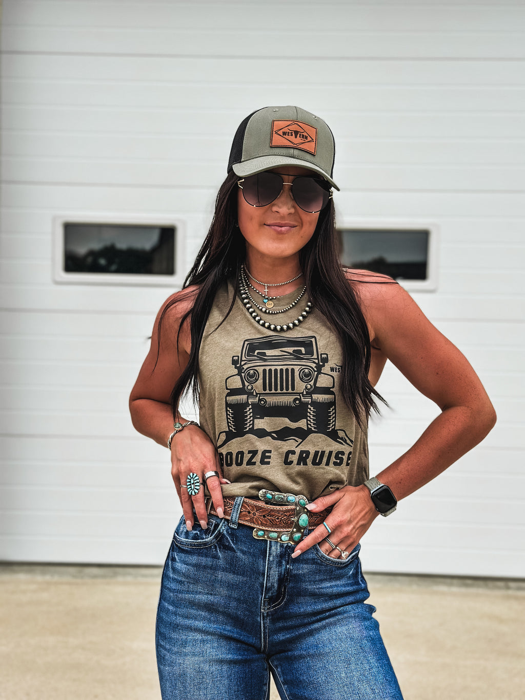 Booze Cruise Cropped Tank - Olive