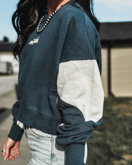 Brand Color Block Boxy Crew - Midnight Blue