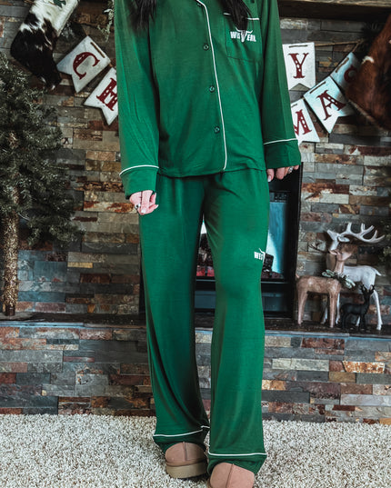 Brand Sleepover Pant PJ Set - Green
