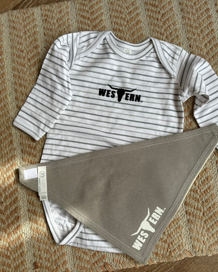 Brand Baby Bandana Bib - Grey/Cream