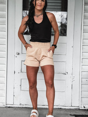 Brand Tri Jogger Shorts - Cream