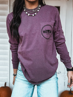 Brand Longsleeve Pocket T - Berry