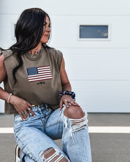 United States Flag - Cap Sleeve Tank
