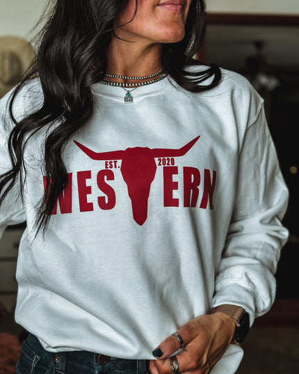 Brand White/Red Logo Crew