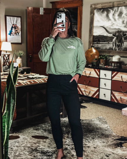Brand Logo Athleisure Longsleeve - Tea Green