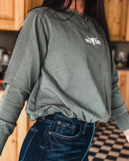 Brand Logo Bubble Hem Pullover - Eldergreen