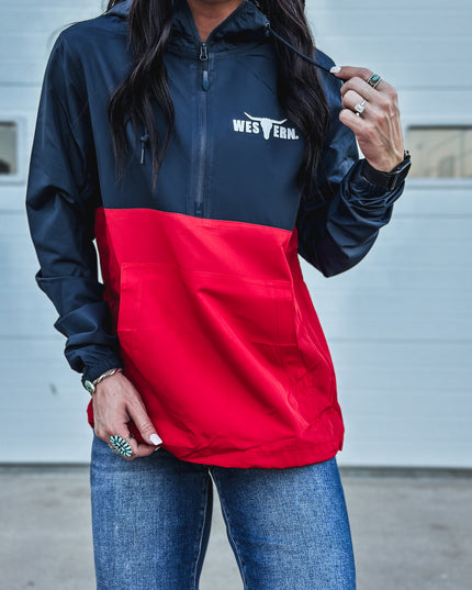 Brand Scuba 1/4 Zip Windbreaker  - Navy/Red