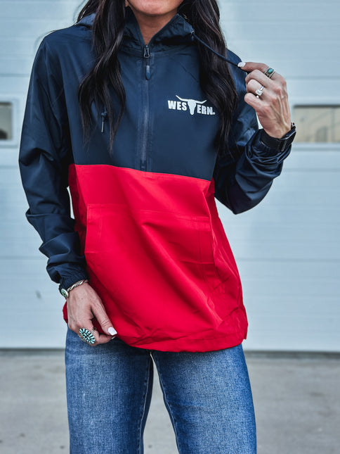 Brand Scuba 1/4 Zip Windbreaker  - Navy/Red