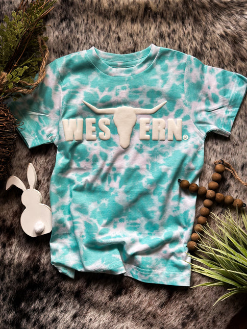 Brand White PUFF Logo Youth - Turquoise Dye