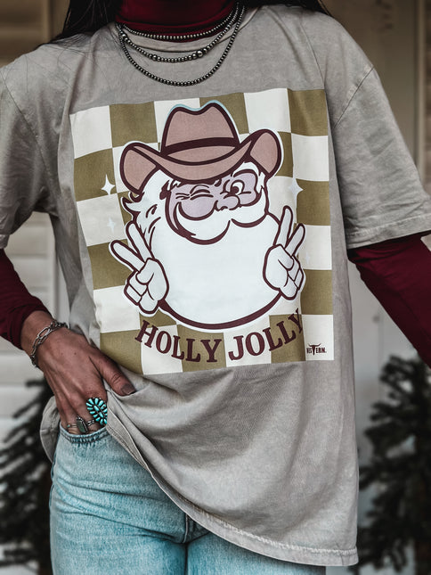 Holly Jolly Oversized T - Mineral Wash Tan
