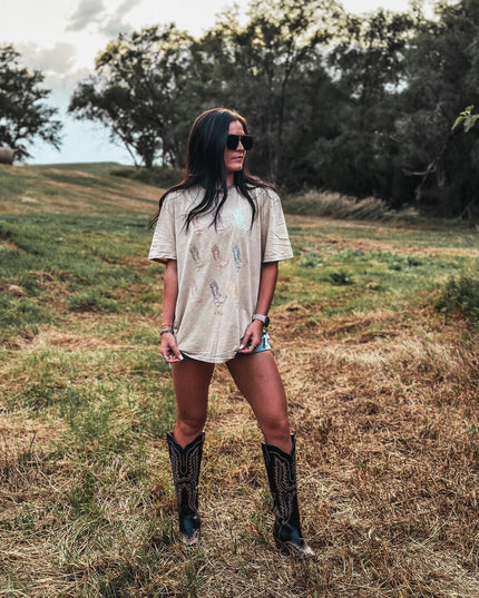 In My Boots - Tan Oversized Tee