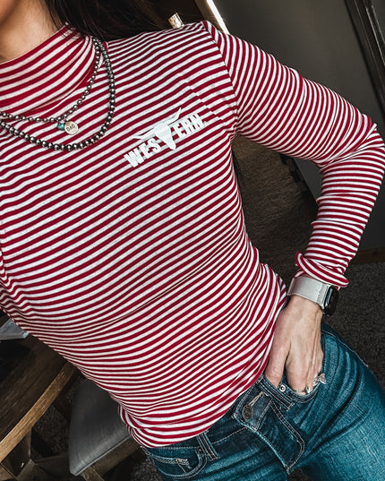 Brand Stripe Longsleeve Turtleneck - Red
