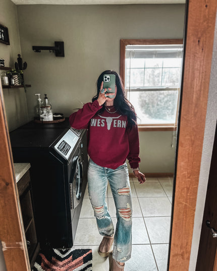 Brand Checker Logo Crew - Merlot