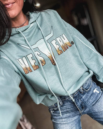 Brand Corn Field Logo Deadwood Hoodie - Ash Blue